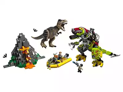 Бой тираннозавра и робота-динозавра