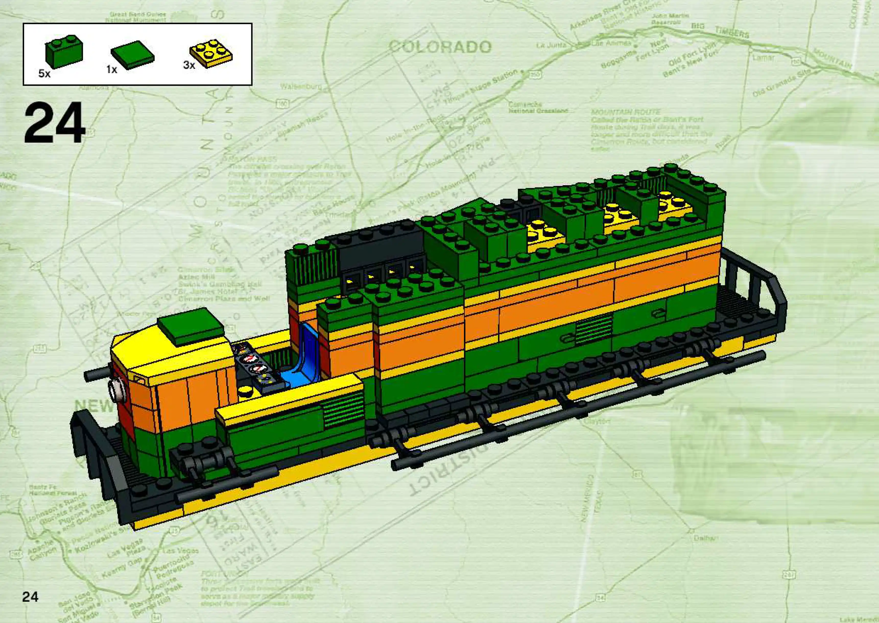 Lego set 10133, инструкция по сборке Лего набора 10133, Trains. Burlington  Northern Santa Fe (BNSF) Locomotive