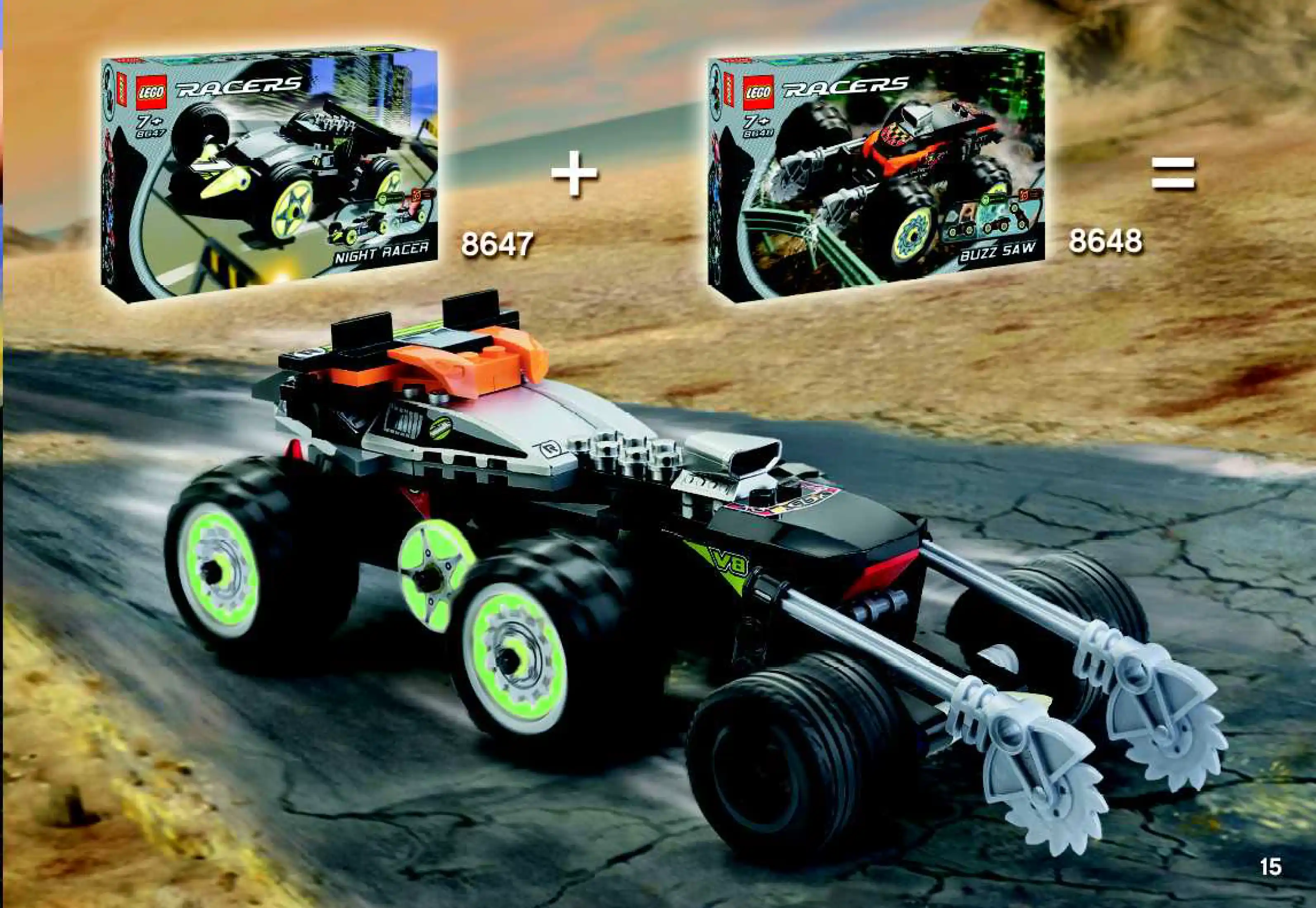 Lego set 8647, инструкция по сборке Лего набора 8647, Racers. Ночной охотник